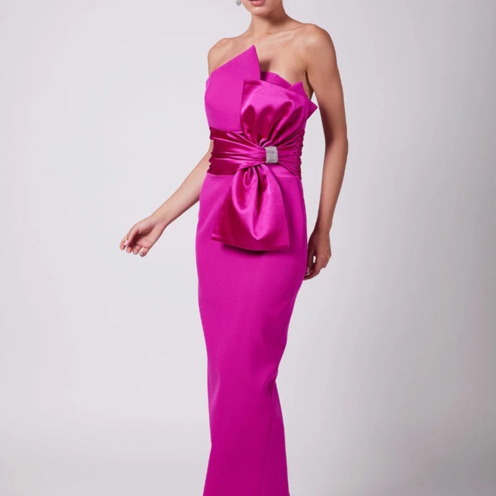 Fuchsia Pink One Shoulder Evening Gown perfect for prom!